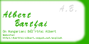 albert bartfai business card